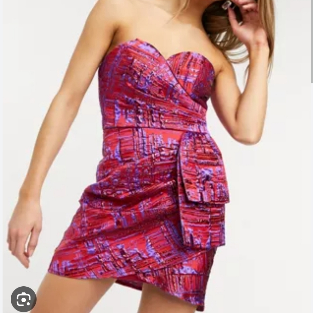 Lusso the Label Sweetheart Pink Jacuard Mini Dress